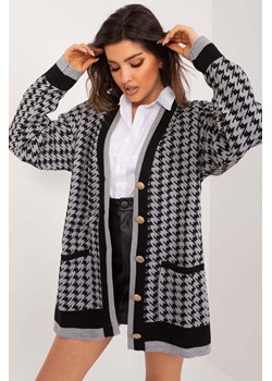 Elegancki sweter rozpinany szaro-czarny ze sklepu 5.10.15 w kategorii Swetry damskie - zdjęcie 172122987