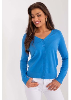 Niebieski rozpinany sweter damski z dekoltem w serek ze sklepu 5.10.15 w kategorii Swetry damskie - zdjęcie 172123017