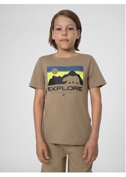 4F T-Shirt 4FJSS23TTSHM322 Beżowy Regular Fit ze sklepu MODIVO w kategorii T-shirty chłopięce - zdjęcie 172125525