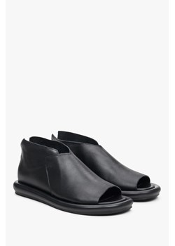 Estro: Czarne skórzane sandały damskie z zakrytą piętą ze sklepu Estro w kategorii Sandały damskie - zdjęcie 172125967