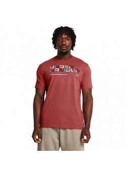Męski t-shirt z nadrukiem Under Armour UA Colorblock Wordmark SS - czerwony ze sklepu Sportstylestory.com w kategorii T-shirty męskie - zdjęcie 172126075