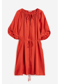 H & M - Satynowa sukienka z wiązaniem - Pomarańczowy ze sklepu H&M w kategorii Sukienki - zdjęcie 172126147