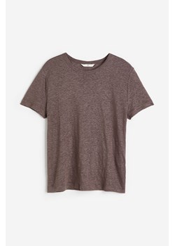H & M - Lniany T-shirt - Brązowy ze sklepu H&M w kategorii Bluzki damskie - zdjęcie 172126148