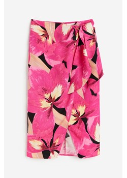 H & M - Kopertowa spódnica z domieszką lnu - Różowy ze sklepu H&M w kategorii Spódnice - zdjęcie 172126218