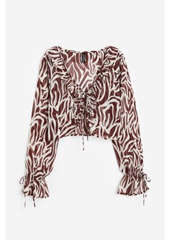 H & M - Krepowana bluzka z falbanką - Czerwony ze sklepu H&M w kategorii Bluzki damskie - zdjęcie 172126289