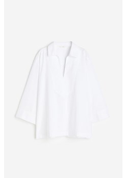 H & M - Tunikowa koszula z domieszką lnu - Biały ze sklepu H&M w kategorii Koszule damskie - zdjęcie 172126325
