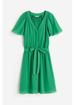 H & M - Szyfonowa sukienka z dekoltem w serek - Zielony ze sklepu H&M w kategorii Sukienki - zdjęcie 172126329