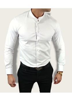 Koszula elegancka  ze stójką slim fit  biała ESP013   DM ze sklepu Moda Męska w kategorii Koszule męskie - zdjęcie 172129608