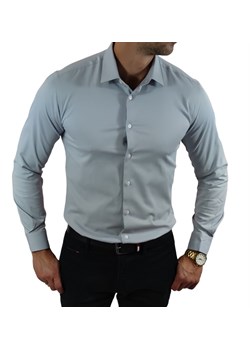 Klasyczna elegancka koszula slim fit jasny szary ESP06   DM ze sklepu Moda Męska w kategorii Koszule męskie - zdjęcie 172129648