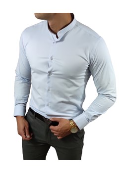 Koszula elegancka  ze stójką slim fit  błękitna ESP013   DM ze sklepu Moda Męska w kategorii Koszule męskie - zdjęcie 172129665