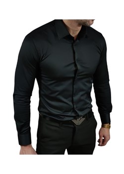 Klasyczna  koszula slim fit  czarna elegancka ESP06 DM ze sklepu Moda Męska w kategorii Koszule męskie - zdjęcie 172129759