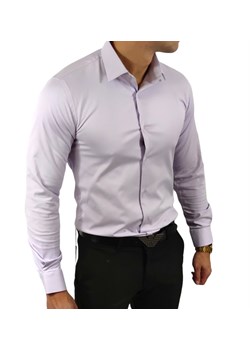 Klasyczna  koszula slim fit  kolor wrzosowy elegancka ESP06   DM ze sklepu Moda Męska w kategorii Koszule męskie - zdjęcie 172129806
