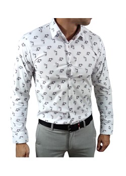 Koszula  slim fit  biała trójkąty ESP15   DM ze sklepu Moda Męska w kategorii Koszule męskie - zdjęcie 172129815