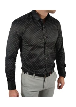 Koszula  slim fit   czarna drobny wzorek   ESP015    DM ze sklepu Moda Męska w kategorii Koszule męskie - zdjęcie 172129917