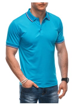 Koszulka męska Polo bez nadruku 1932S - niebieska ze sklepu Edoti w kategorii T-shirty męskie - zdjęcie 172130008