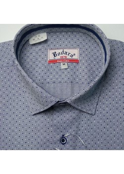 Bodara koszula szara męska w drobny wzorek krótki rękaw SLIM-FIT ze sklepu ATELIER-ONLINE w kategorii Koszule męskie - zdjęcie 172130865