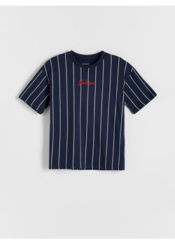 Reserved - T-shirt oversize w paski - granatowy ze sklepu Reserved w kategorii T-shirty chłopięce - zdjęcie 172132246