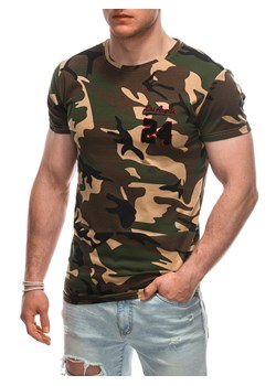 T-shirt męski z nadrukiem 1926S - brązowy ze sklepu Edoti w kategorii T-shirty męskie - zdjęcie 172133748