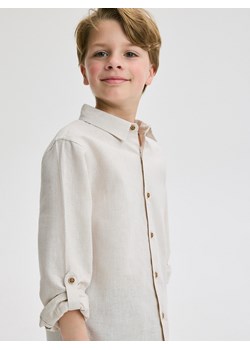 Reserved - Koszula z lnem - beżowy ze sklepu Reserved w kategorii Koszule chłopięce - zdjęcie 172135189