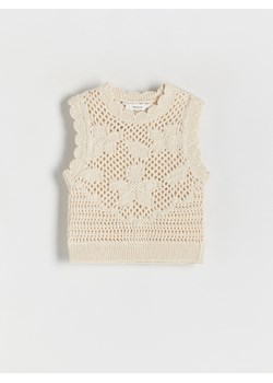 Reserved - Dzianinowa kamizelka - kremowy ze sklepu Reserved w kategorii Swetry dziewczęce - zdjęcie 172135245