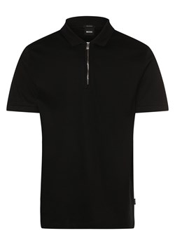 BOSS Męska koszulka polo - Polston Mężczyźni Bawełna czarny jednolity ze sklepu vangraaf w kategorii T-shirty męskie - zdjęcie 172136508