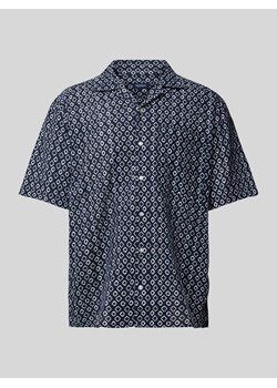 Koszula lniana o kroju tailored fit ze wzorem na całej powierzchni ze sklepu Peek&Cloppenburg  w kategorii Koszule męskie - zdjęcie 172136838
