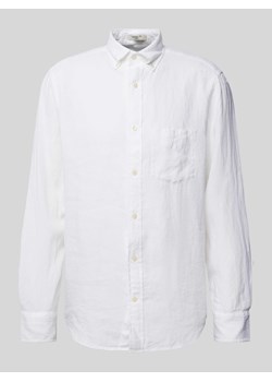 Koszula lniana o kroju regular fit z kieszenią na piersi ze sklepu Peek&Cloppenburg  w kategorii Koszule męskie - zdjęcie 172136937