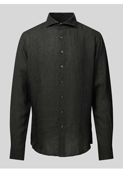 Koszula lniana o kroju slim fit z kołnierzykiem typu cutaway ze sklepu Peek&Cloppenburg  w kategorii Koszule męskie - zdjęcie 172137187