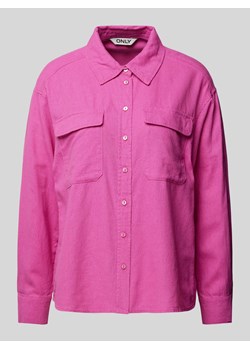 Bluzka lniana o kroju oversized z kieszeniami z patką na piersi model ‘CARO’ ze sklepu Peek&Cloppenburg  w kategorii Koszule damskie - zdjęcie 172137229