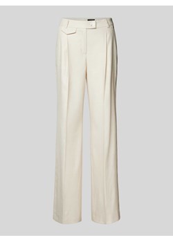 Spodnie materiałowe z szeroką nogawką i zakładkami w pasie ze sklepu Peek&Cloppenburg  w kategorii Spodnie damskie - zdjęcie 172137267