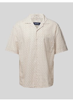 Koszula lniana o kroju tailored fit ze wzorem na całej powierzchni ze sklepu Peek&Cloppenburg  w kategorii Koszule męskie - zdjęcie 172137277