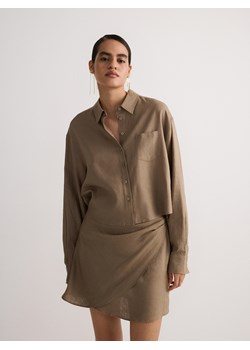 Reserved - Spódnica mini z marszczeniami - brązowy ze sklepu Reserved w kategorii Spódnice - zdjęcie 172140037