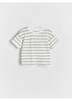 Reserved - Bawełniany t-shirt w paski - złamana biel ze sklepu Reserved w kategorii Koszulki niemowlęce - zdjęcie 172140275