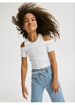 Reserved - Prążkowana bluzka - biały ze sklepu Reserved w kategorii Bluzki dziewczęce - zdjęcie 172140316