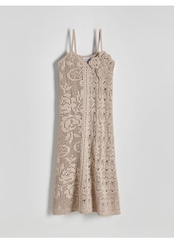 Reserved - Ażurowa sukienka maxi - beżowy ze sklepu Reserved w kategorii Sukienki - zdjęcie 172140368