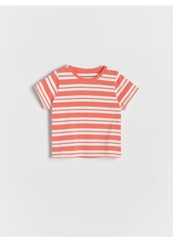 Reserved - T-shirt w paski - koralowy ze sklepu Reserved w kategorii Koszulki niemowlęce - zdjęcie 172140399