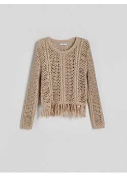 Reserved - Sweter z frędzlami - beżowy ze sklepu Reserved w kategorii Swetry damskie - zdjęcie 172140435