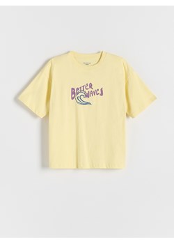 Reserved - T-shirt oversize z nadrukiem - żółty ze sklepu Reserved w kategorii T-shirty chłopięce - zdjęcie 172140878