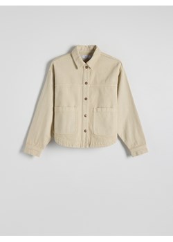 Reserved - Koszulowa kurtka z denimu - kremowy ze sklepu Reserved w kategorii Kurtki damskie - zdjęcie 172141037
