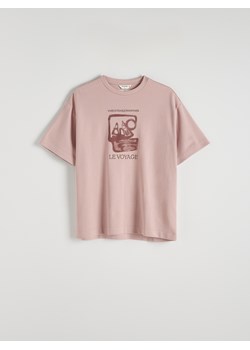 Reserved - T-shirt oversize z nadrukiem - brudny róż ze sklepu Reserved w kategorii T-shirty męskie - zdjęcie 172141066