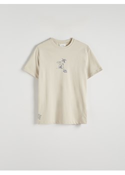 Reserved - T-shirt regular z nadrukiem - beżowy ze sklepu Reserved w kategorii T-shirty męskie - zdjęcie 172141068