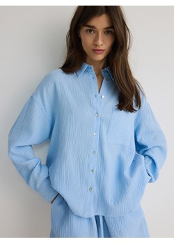 Reserved - Koszula z bawełnianego muślinu - jasnoniebieski ze sklepu Reserved w kategorii Koszule damskie - zdjęcie 172141125