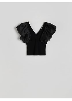 Reserved - Bluzka z tiulem - czarny ze sklepu Reserved w kategorii Bluzki damskie - zdjęcie 172141175