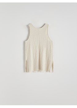 Reserved - Bluzka ze strukturalnej dzianiny - złamana biel ze sklepu Reserved w kategorii Bluzki damskie - zdjęcie 172141177