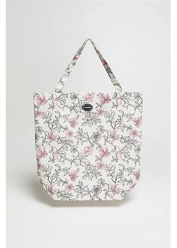 Bawełniana torba w kwiaty biała ze sklepu Moodo.pl w kategorii Torby materiałowe - zdjęcie 172142309