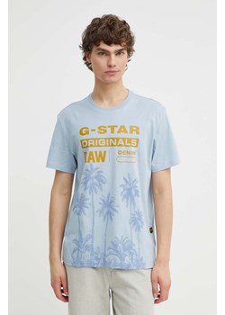G-Star Raw t-shirt bawełniany męski kolor niebieski z nadrukiem D24681-336 ze sklepu ANSWEAR.com w kategorii T-shirty męskie - zdjęcie 172142945