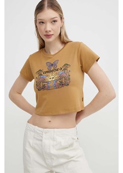 Converse t-shirt bawełniany damski kolor brązowy ze sklepu ANSWEAR.com w kategorii Bluzki damskie - zdjęcie 172143819