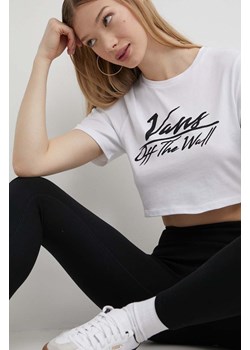 Vans t-shirt bawełniany damski kolor biały ze sklepu ANSWEAR.com w kategorii Bluzki damskie - zdjęcie 172143845