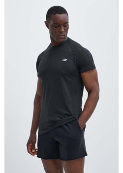 New Balance t-shirt treningowy Knit kolor czarny gładki MT41080BK ze sklepu ANSWEAR.com w kategorii T-shirty męskie - zdjęcie 172144205