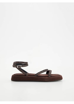 Reserved - Skórzane sandały z paskami - ciemnobrązowy ze sklepu Reserved w kategorii Sandały damskie - zdjęcie 172146019